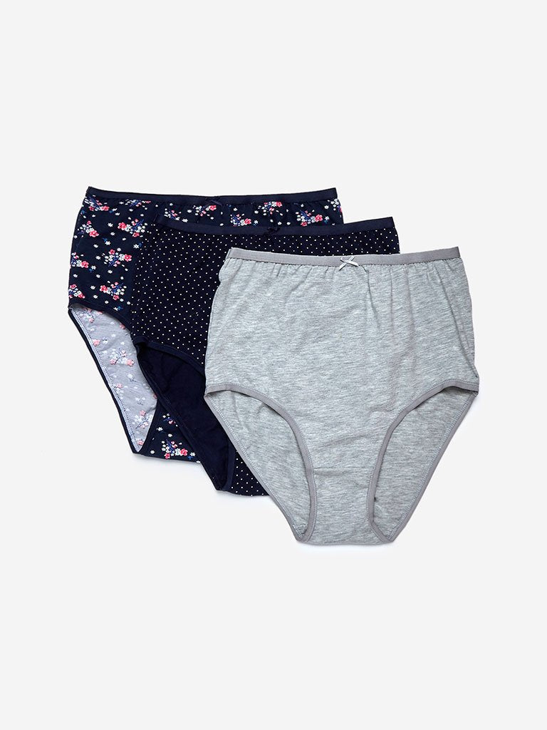 Wunderlove Navy Full Briefs Pack Of Three