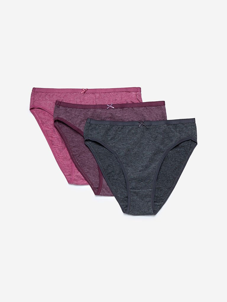 Wunderlove Purple Hi-Leg Briefs Set of Three