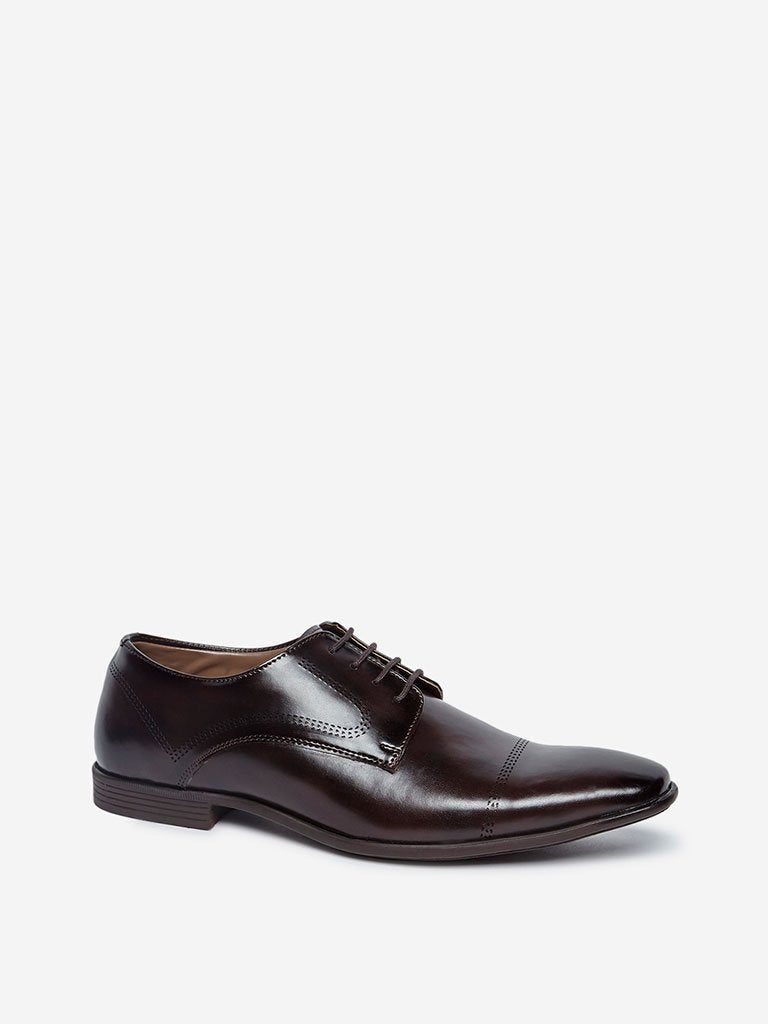 SOLEPLAY Brown Laser-cut Pattern Derby Shoes