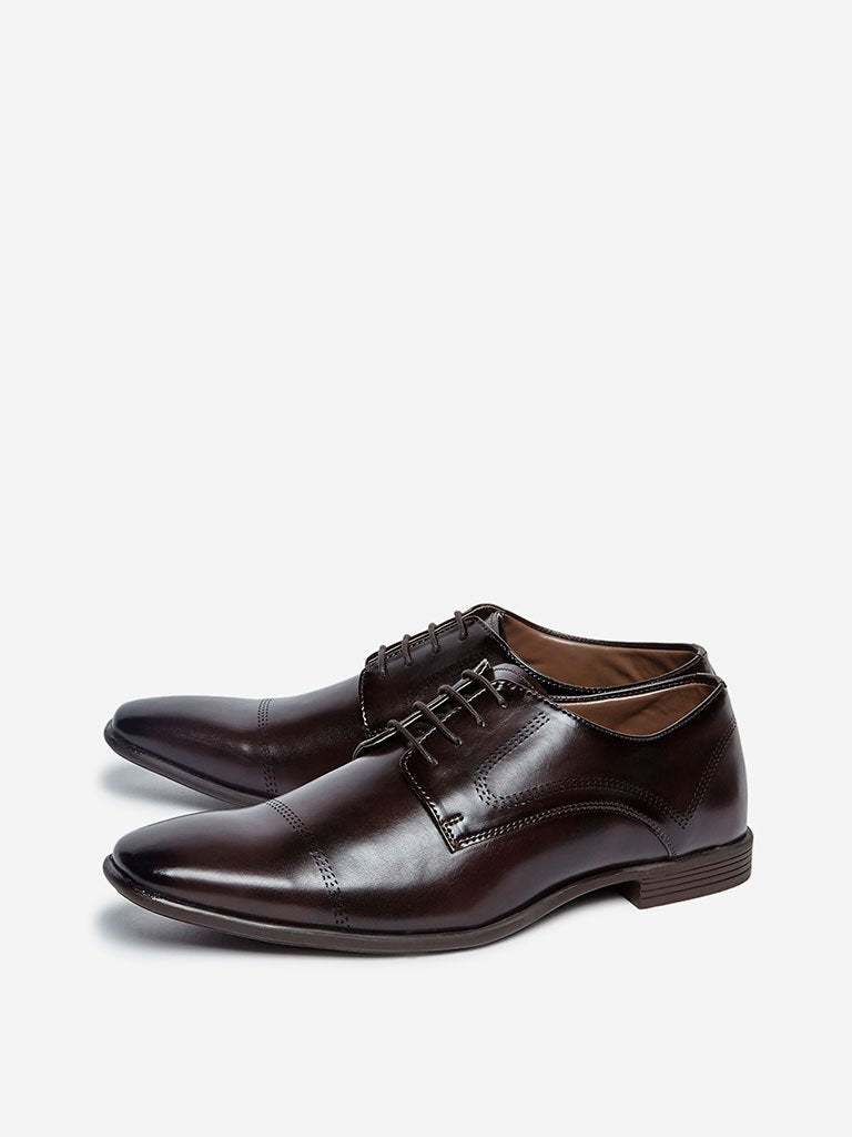 SOLEPLAY Brown Laser-cut Pattern Derby Shoes
