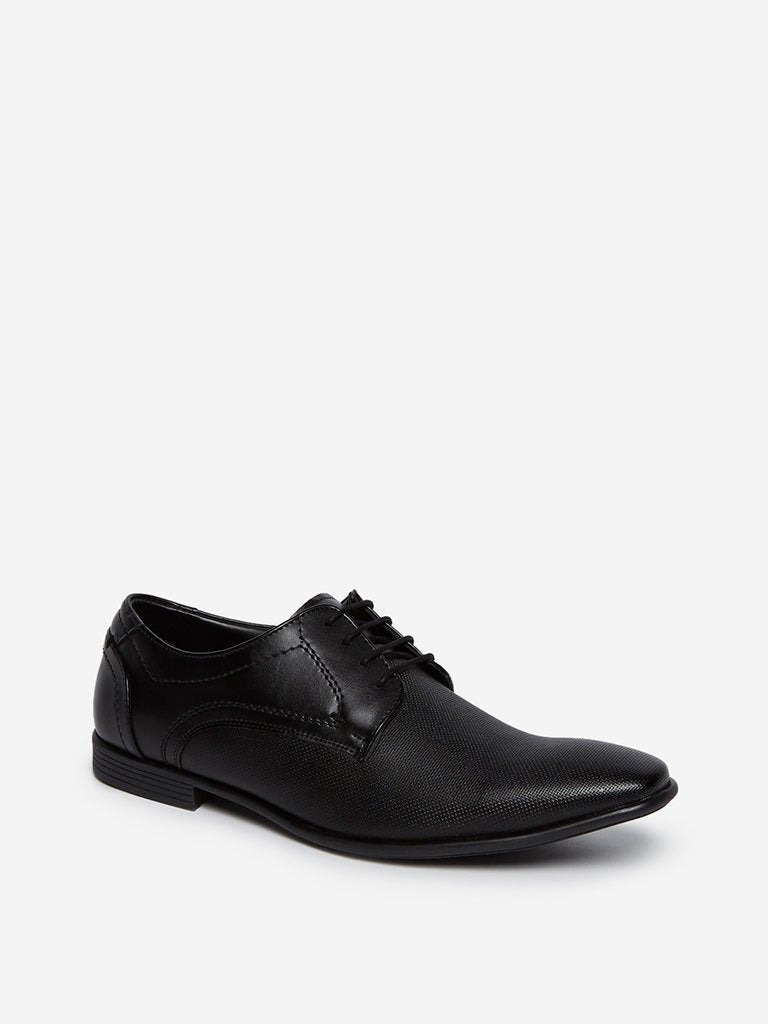 SOLEPLAY Black Textured Derby Shoes