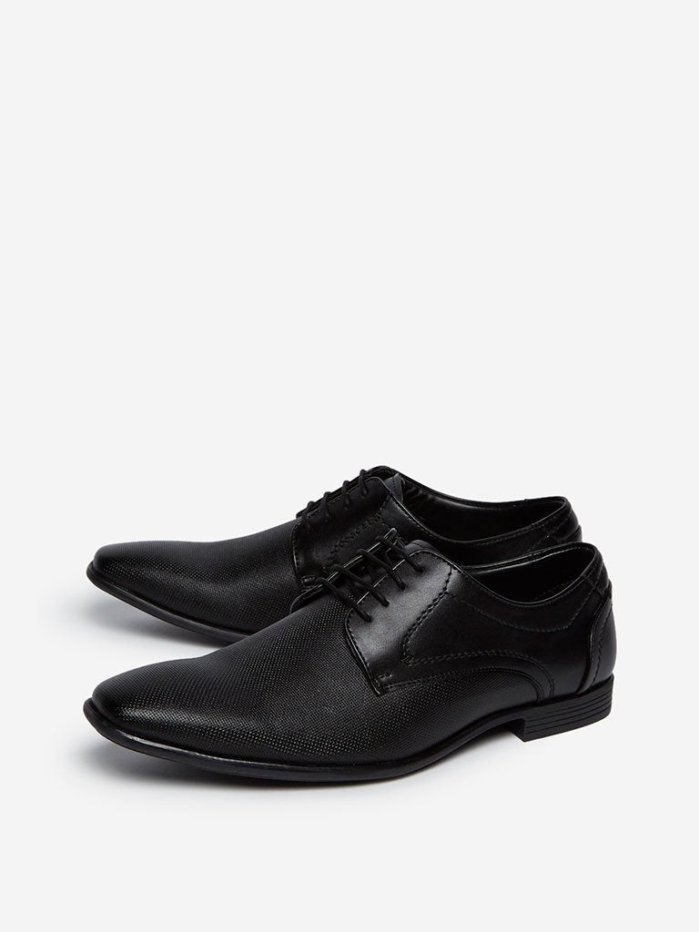 SOLEPLAY Black Textured Derby Shoes