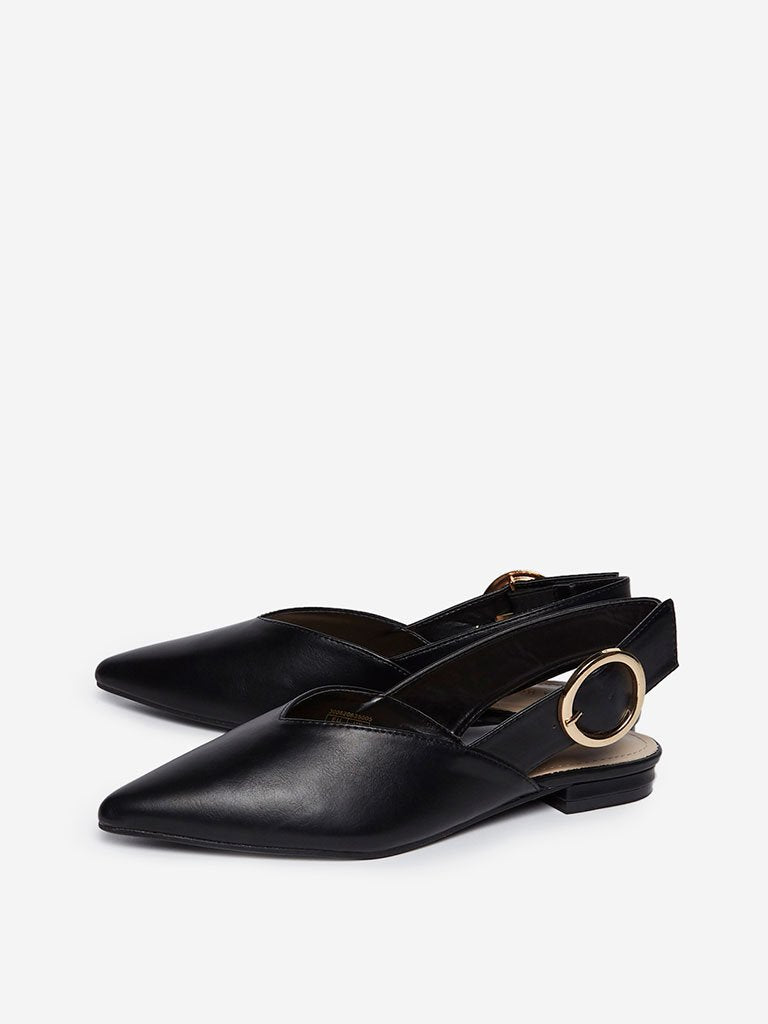 LUNA BLU Black Sling-Back Sandals