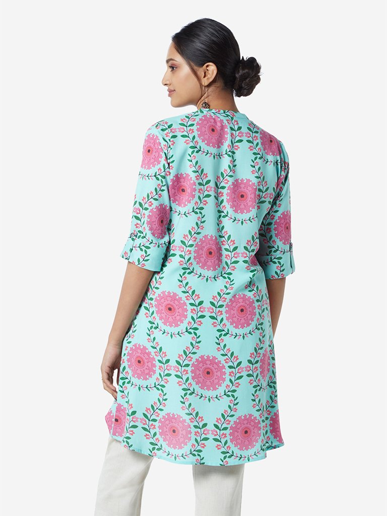 Utsa Multicolour Floral Print High-Low Kurti