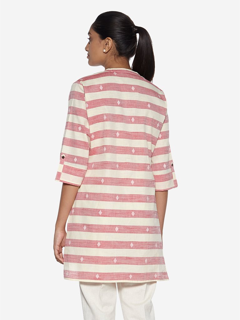 Utsa Pink Striped High-Low Kurti