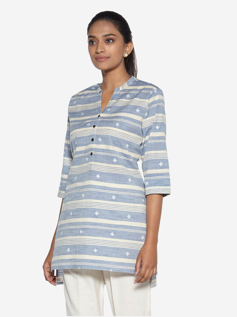 Utsa Blue Striped High-Low Kurti