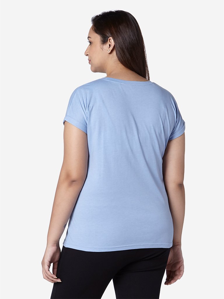 Gia Curve Light-Blue Floral Print Bella T-Shirt