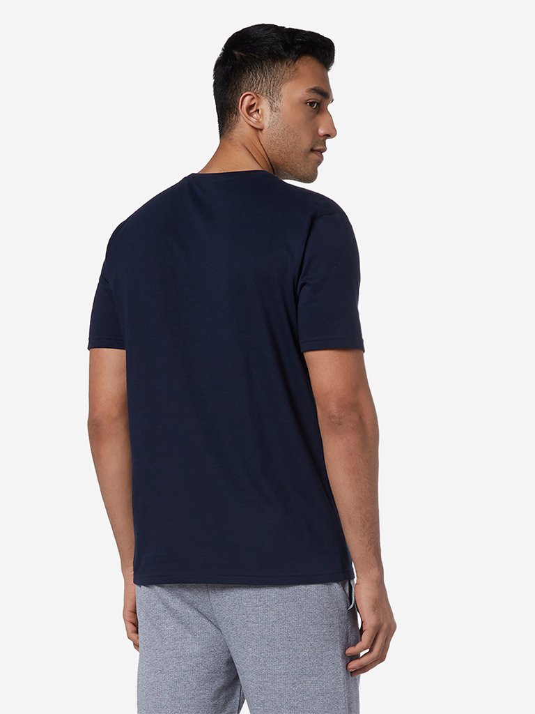 WES Lounge Navy Text Print Relaxed Fit T-Shirt