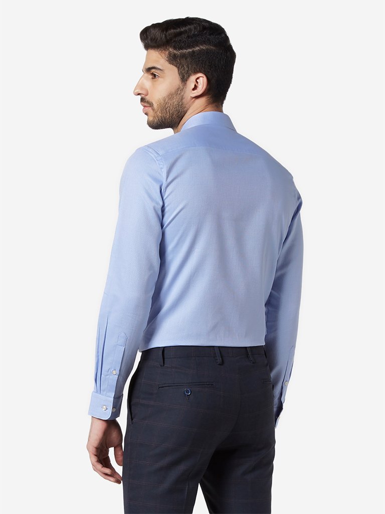 WES Formals Light Blue Slim Fit Shirt