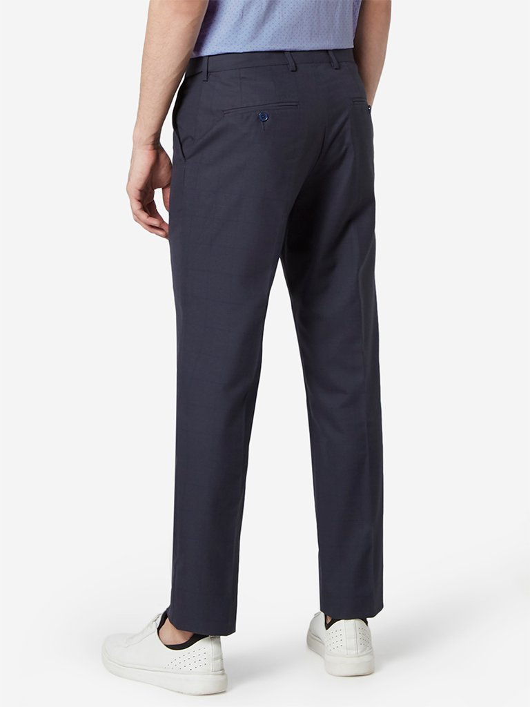WES Formals Navy Relaxed Fit Trousers
