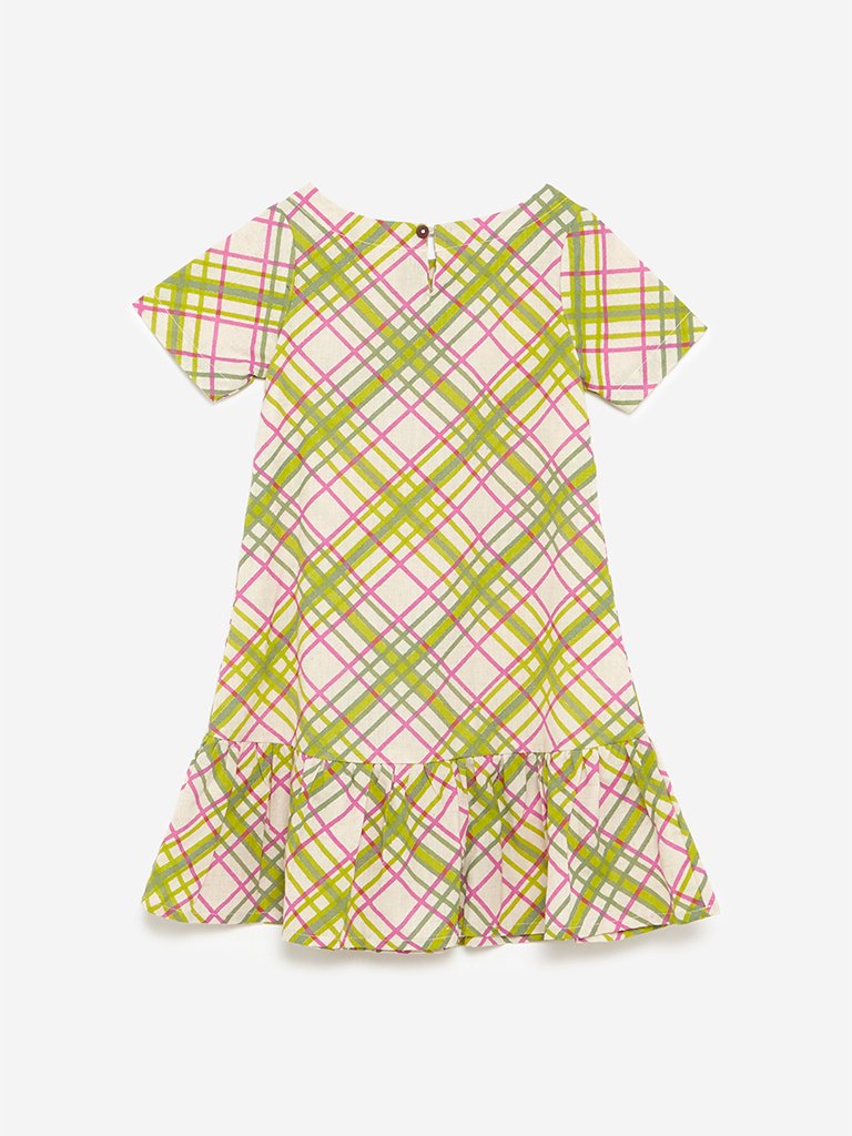 Utsa Kids Multicolour Checked A-Line Dress