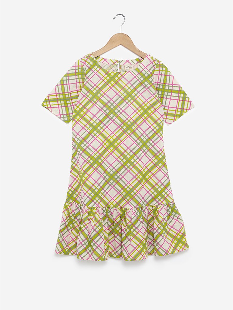 Utsa Kids Multicolour Checked A-Line Dress