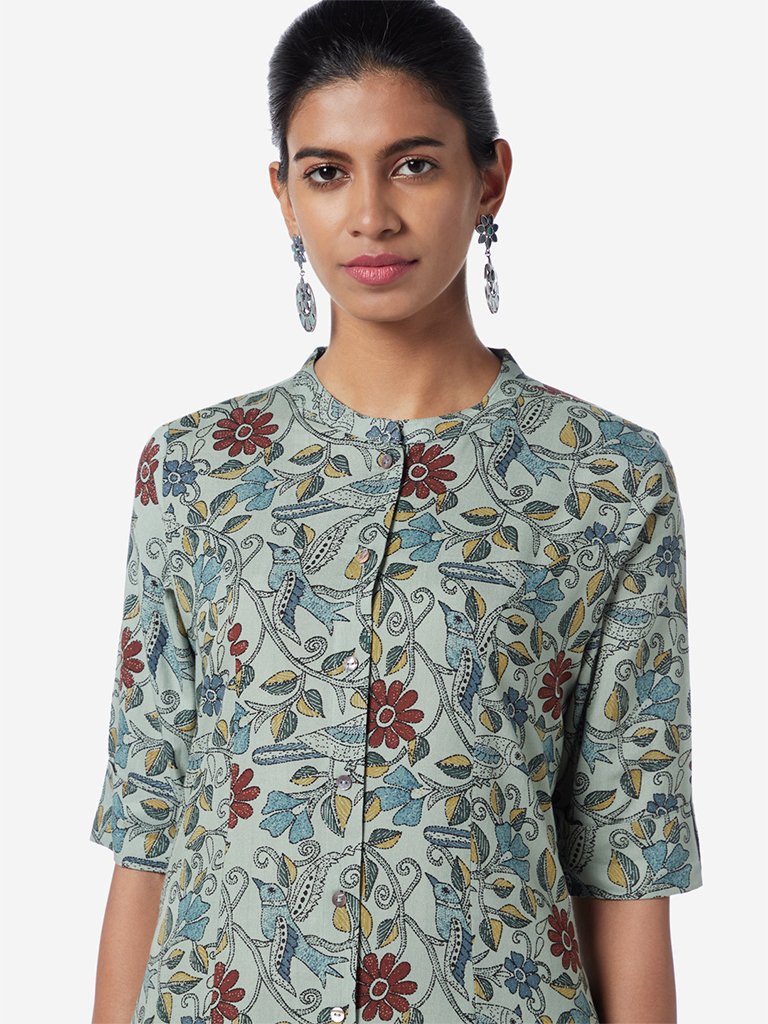 Utsa Multicolour A-Line Floral Pattern Kurta