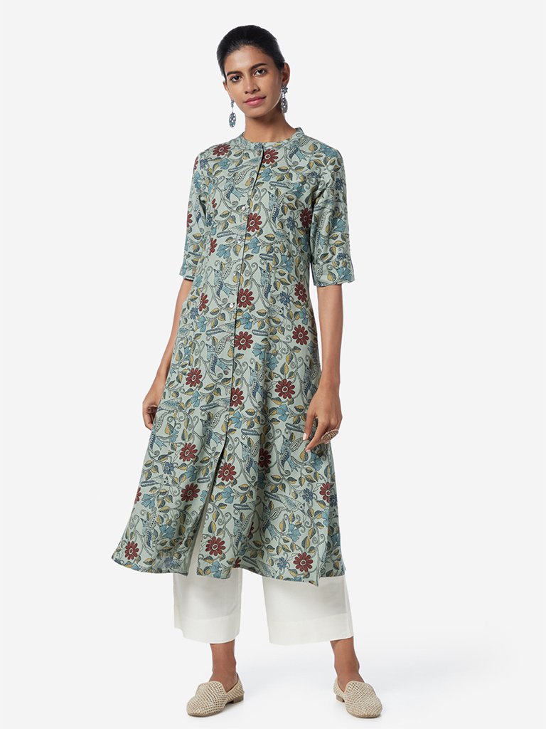 Utsa Multicolour A-Line Floral Pattern Kurta