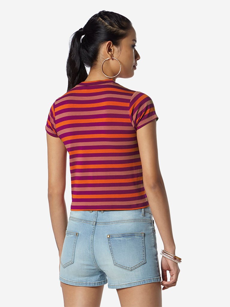 Nuon Multicolour Striped Adora Crop T-Shirt