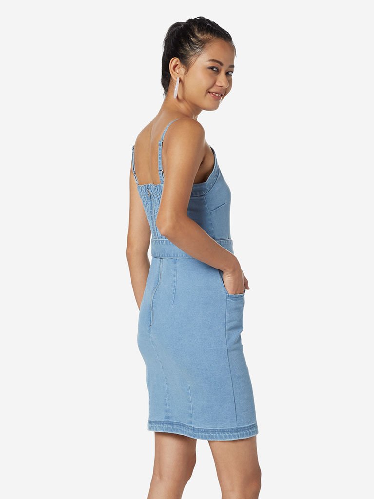 Nuon Blue Denim Libra Dress With Belt