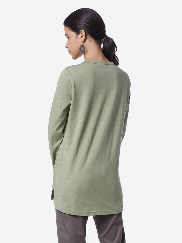 Utsa Sage Green Pure-Cotton Ethnic Tunic