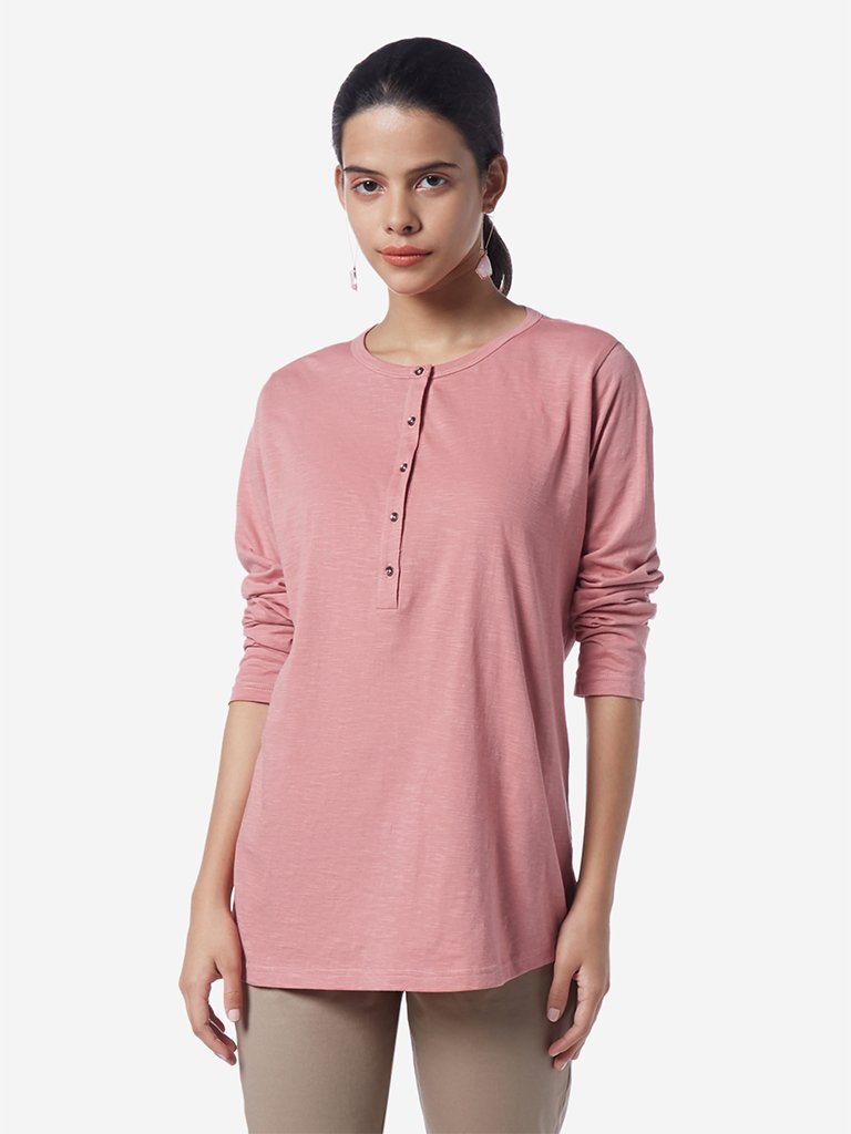 Utsa Dusty Pink Pure-Cotton Ethnic Tunic