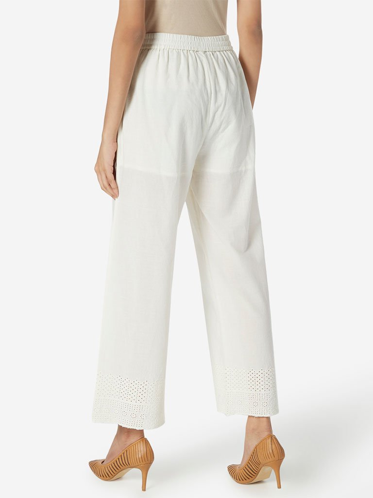 Zuba Off White Cut-Out Design Palazzos