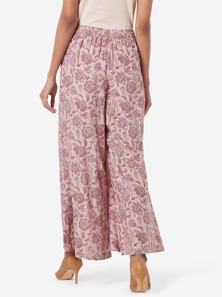 Zuba Lilac Floral Patterned Palazzos