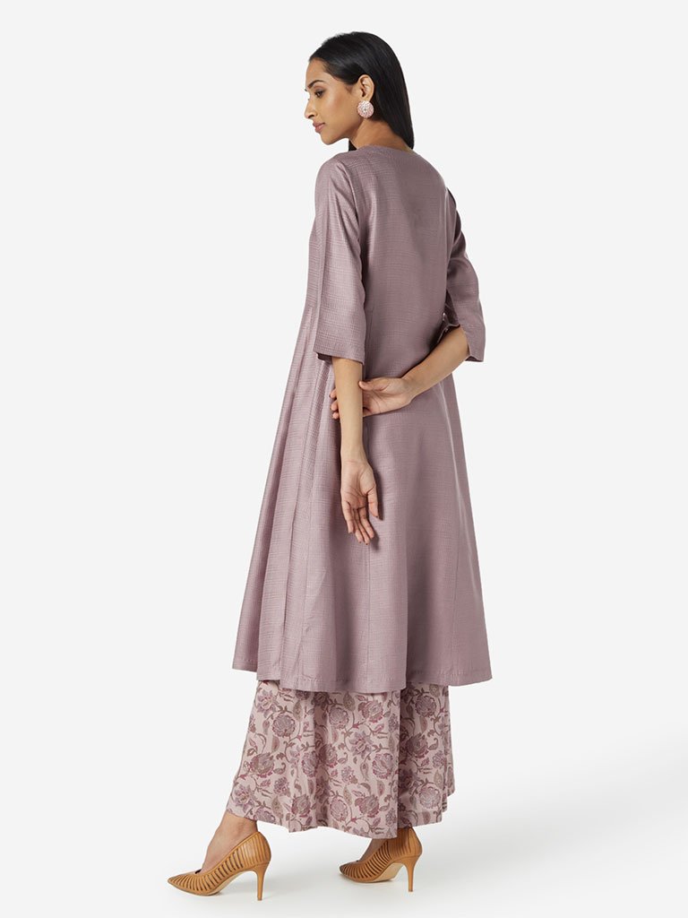 Zuba Lilac Self-Textured A-line Kurta