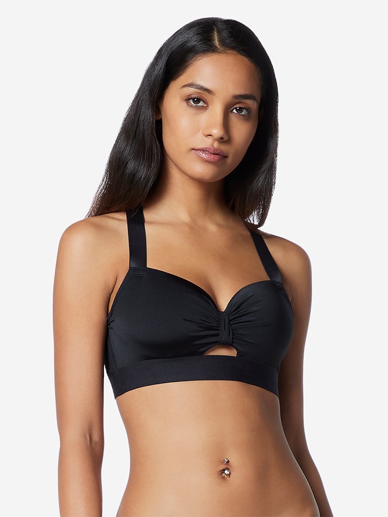Wunderlove Black Padded Racerback Sports Bra