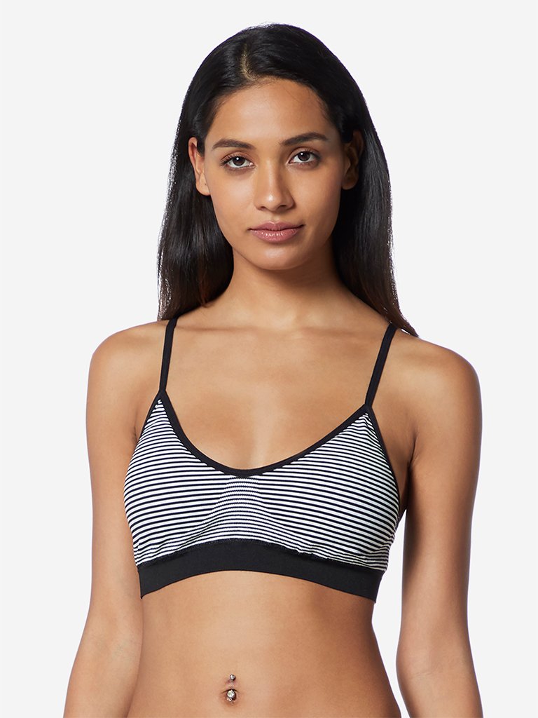 Wunderlove Black Striped Padded Seam-free Bra