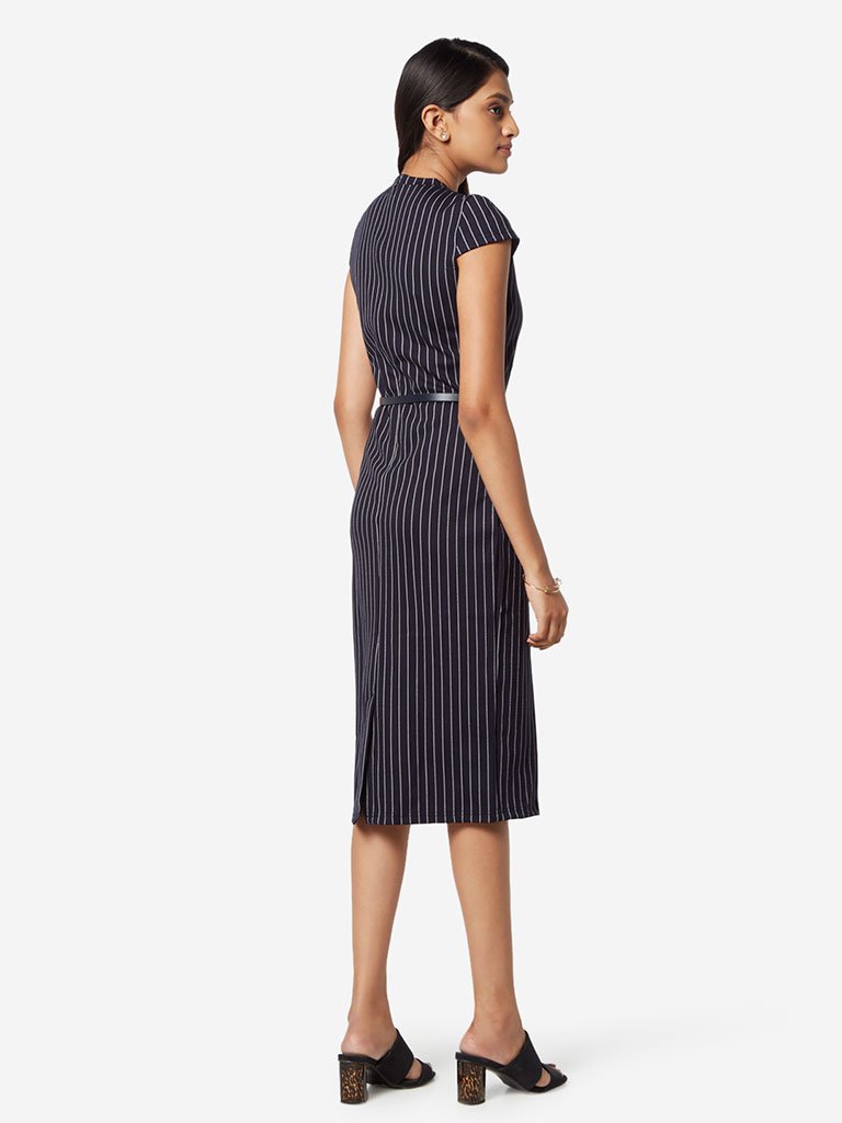 Wardrobe Navy Striped Sam Dress With Belt