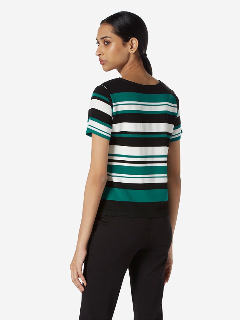 Wardrobe Green Striped Posh Top