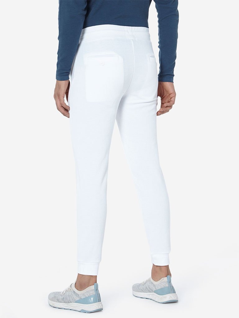 ETA White Self-Textured Slim-Fit Joggers