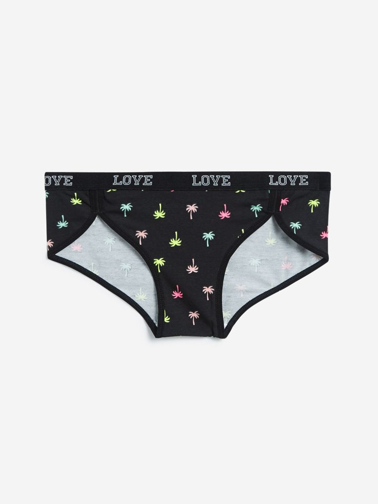 Wunderlove Black Palm Printed Briefs