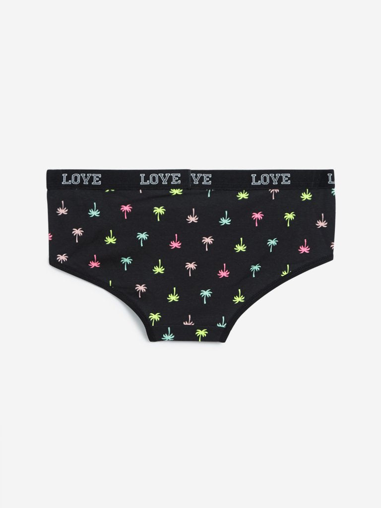 Wunderlove Black Palm Printed Briefs