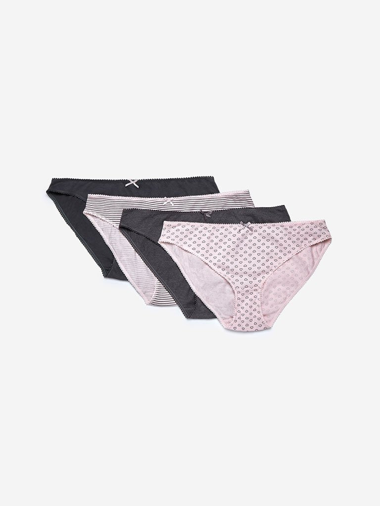 Wunderlove Grey Bikini Briefs Pack Of Four