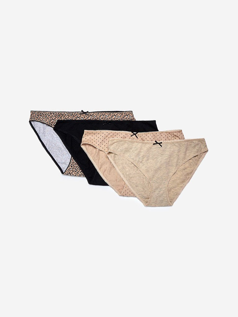 Wunderlove Beige Bikini Briefs Set of Four