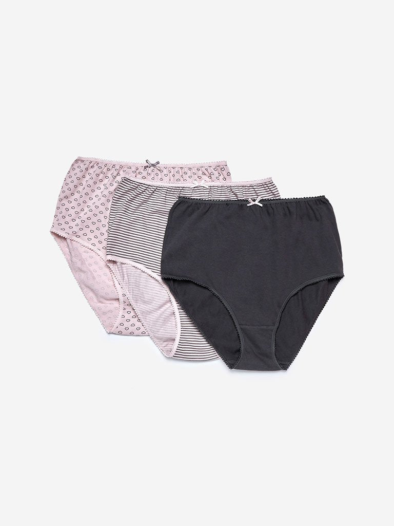 Wunderlove Grey Full Briefs Pack Of Three