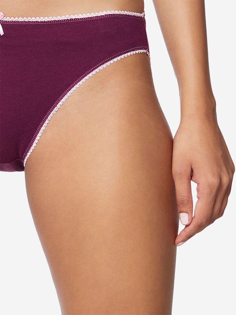 Wunderlove Purple Hi-Leg Briefs Pack Of Four