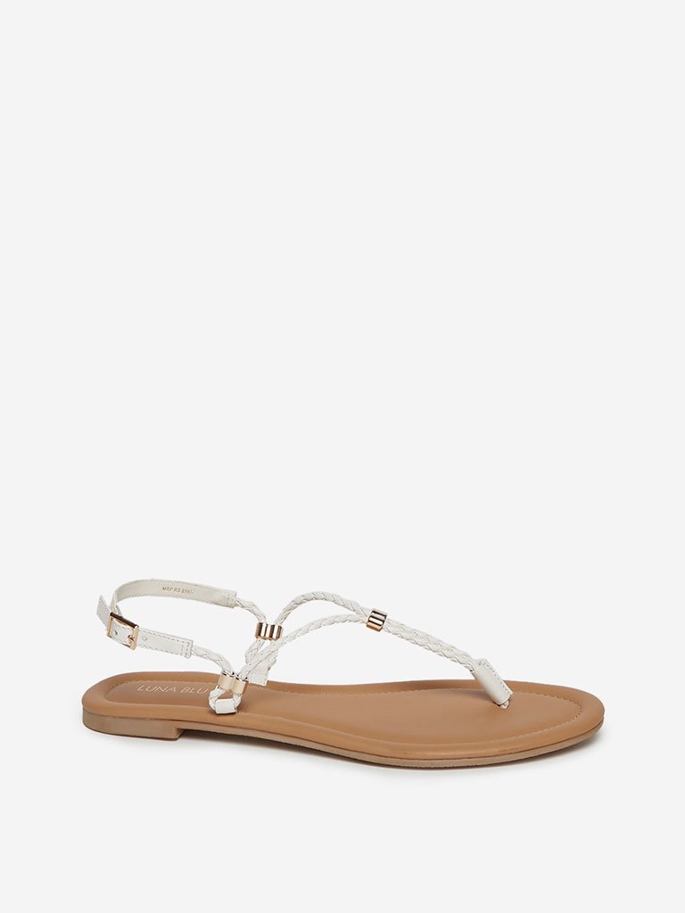 LUNA BLU White Braid Pattern Sandals