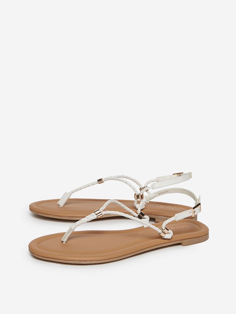LUNA BLU White Braid Pattern Sandals
