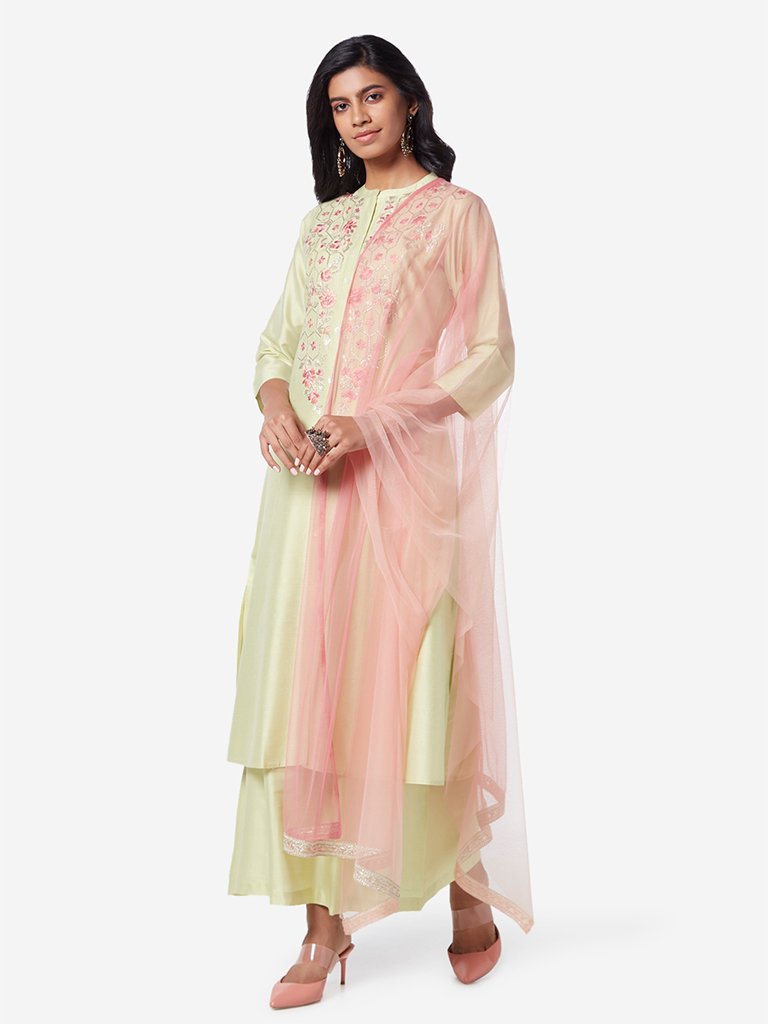 Vark Light Green A-line Kurta And Palazzos Set