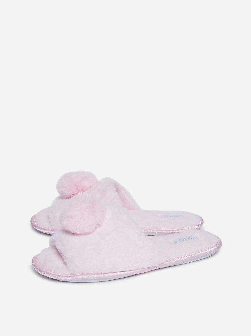 LUNA BLU Light Pink Faux Fur Bedroom Slippers