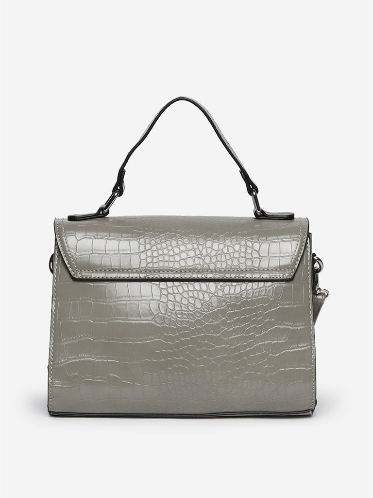 LOV Grey Crocodile Textured Sling Bag