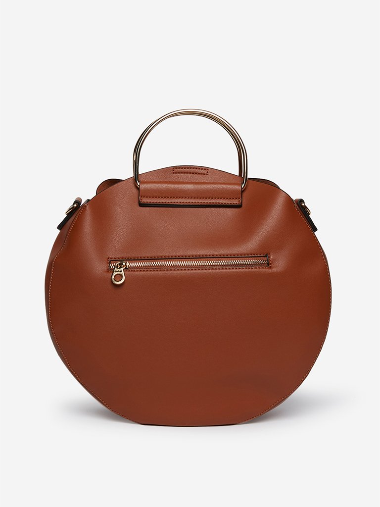 LOV Tan Naomi Round Tote Bag With Pouch