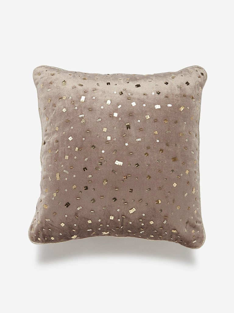 Westside Home Taupe Sequinned Cushion Cover