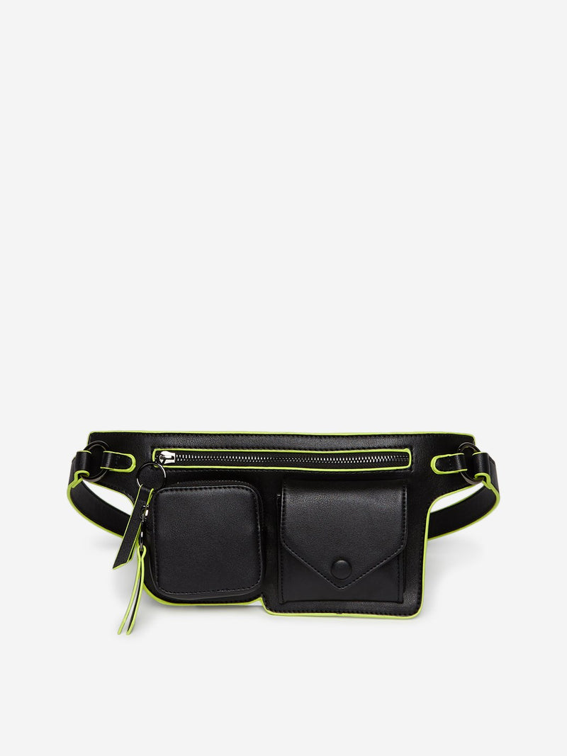 Nuon Black And Neon Green Belt Bag