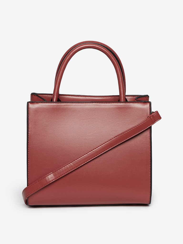 LOV Dark Brown Buckle Detail Tote