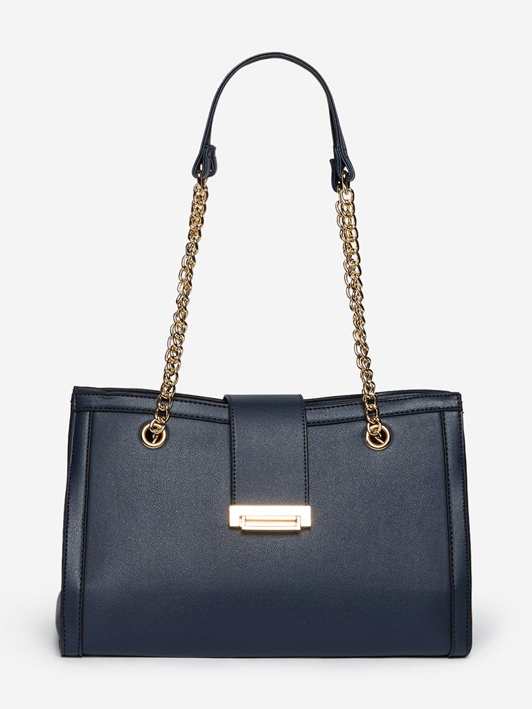LOV Navy Chain Pattern Tote Bag