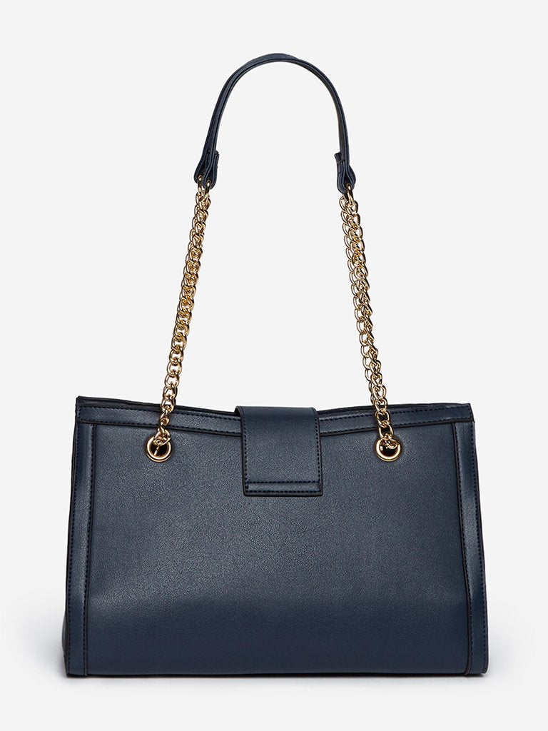 LOV Navy Chain Pattern Tote Bag