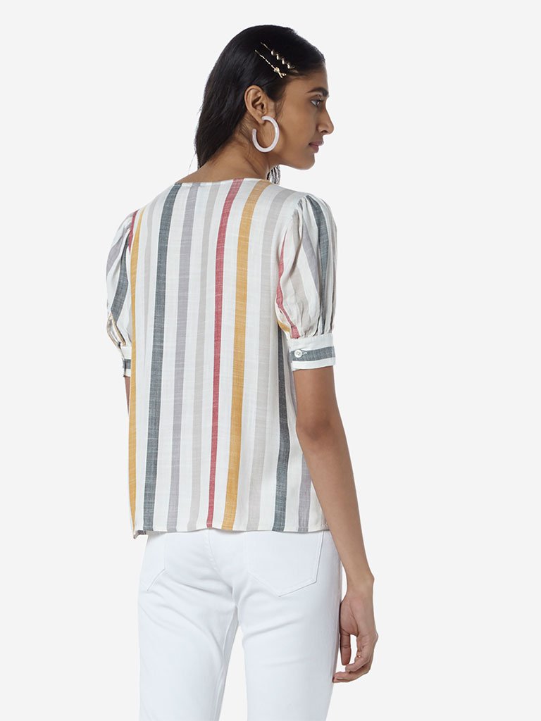 LOV Off-White Striped Jolene Top