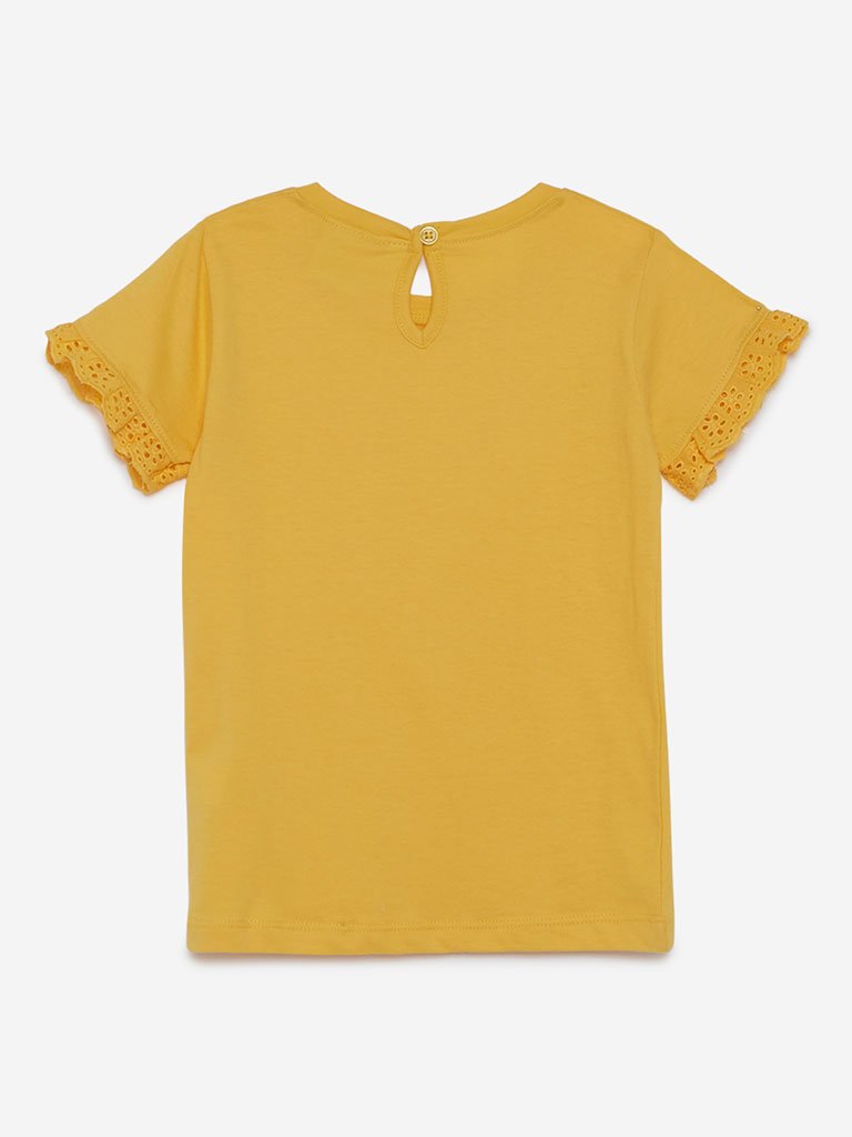Utsa Kids Yellow Ruffled T-Shirt