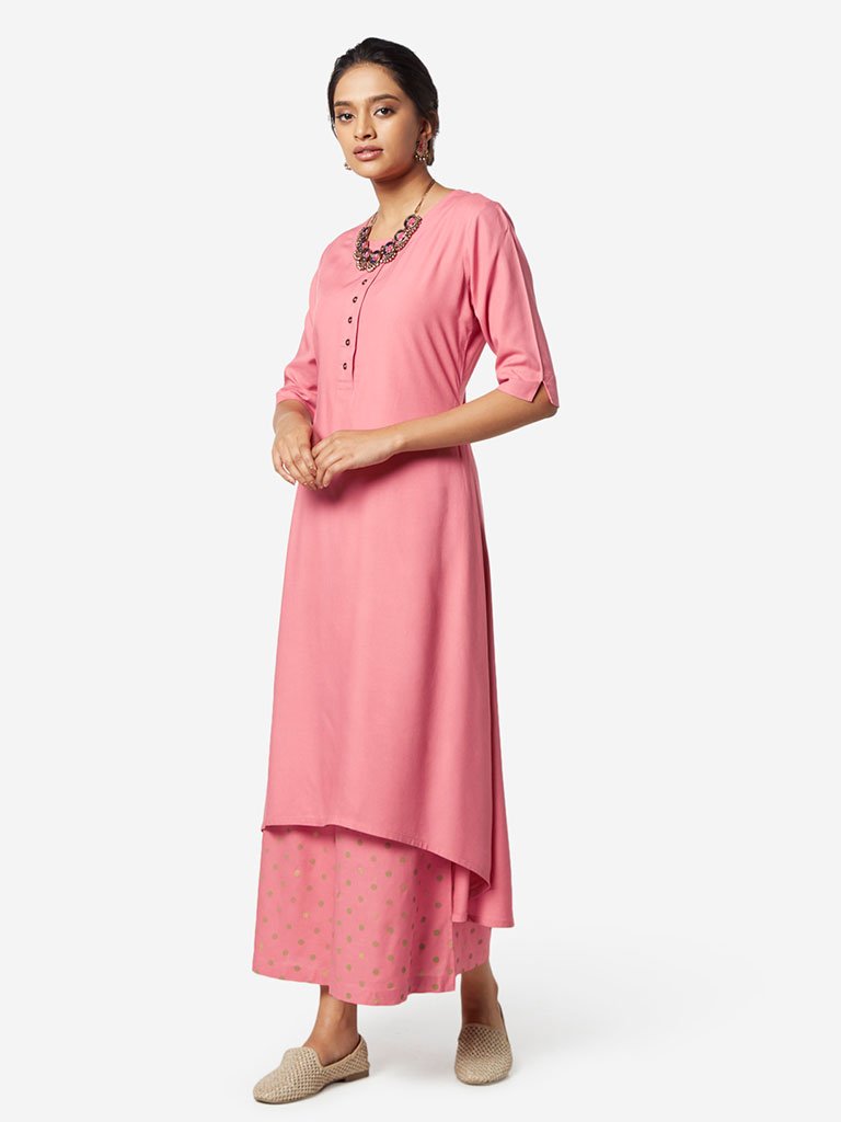 Utsa Pink High-Low Kurta